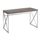 Monarch Specialties 7204 48" Computer Desk - Dark Taupe/Chrome Metal-Contemporary writing and computer desk with plenty of space for a desktop or laptop in a wood-look taupe brown laminate, finished on all sides.