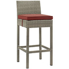 Modway Conduit Outdoor Patio Wicker Rattan Bar Stool - Light Gray Currant - Set of 4-Synthetic PE Rattan Weave