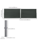 Outsunny Double Retractable Side Awning - Grey-Adjustable in angle and length
