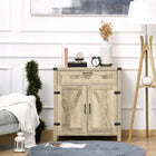 HOMCOM 29.9" L Sideboard Buffet Cabinet - Brown-Ample storage space with a countertop, a drawer, and a door cabinet