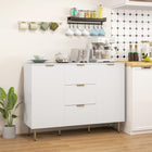 HOMCOM 47.2" L Sideboard Buffet Cabinet - White-Adjustable 3-level shelf accommodates various item heights