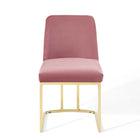 Modway Amplify Sled Base Performance Velvet Dining Chairs - Gold/Dusty Rose - 2 Pack-8