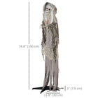 Outsunny 6' Animated Prop Skeleton Witch Halloween Decoration-Dynamic sound and light effects create an immersive, terrifying Halloween atmosphere 