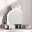 Qaba Kids Vanity Set with Mirror & Stool - Rabbit-Design - White-Clear and visible mirrors are made of acrylic 
