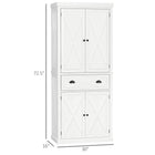 HOMCOM 72.5" H Freestanding Kitchen Buffet Cabinet with 4 Doors - White-Magnetic doors with round handles make it easy opening and closing 