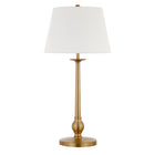 Hudson&Canal Wilmer 28" Tall Table Lamp with Fabric Shade - Brass/White-Modern and contemporary design for your living room, workspace, or bed side table