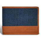 Champs Denim Leather Top Wing Wallet - Tan/Blue-Leather Top wing wallet in gift box
