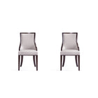 Manhattan Comfort Grand 18.5" Traditional Faux Leather Upholstered Dining Chair - Light Grey - Set of 2-Traditional Dining Chair for Dining Room Use. Set of 2