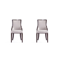 Manhattan Comfort Grand 18.5" Traditional Faux Leather Upholstered Dining Chair - Light Grey - Set of 2-Traditional Dining Chair for Dining Room Use. Set of 2