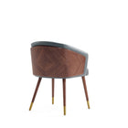 Manhattan Comfort Reeva 23.23" Modern Leatherette Upholstered Dining Chair - Walnut and Graphite Grey  - Set of 2-Weight Capacity: 300 lb. Seat Height: 19.5"