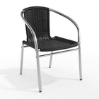 Flash Furniture Commercial Aluminum & Black Rattan Indoor-Outdoor Restaurant Stack Chair-Stackable Cafe Chair