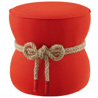 Modway Beat Nautical Rope Upholstered Fabric Ottoman - Atomic Red-Nautical Style Rope Trim