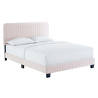 Modway Celine Channel Tufted Performance Velvet Twin Platform Bed - Pink-Channel Tufted Headboard