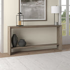 Hudson&Canal Osman 64"W Console Table - Antiqued Grey Oak-Finished in wood-look antiqued gray oak