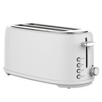 JS Gourmet Retro Collection 4-Slice Long Slot Toaster - White-4-slice capacity