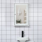 Kleankin Wall Mount Bathroom Mirror Cabinet with Shelves - White-Magnetic door stopper, preventing items from falling out