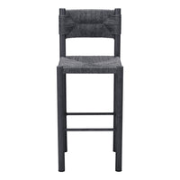 Zuo Iska Barstool - Black - Set of 2-Weather resistant faux wood aluminum frame with synthetic rattan weave