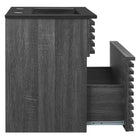 Modway Render 18" Wall-Mount Bathroom Vanity - Charcoal/Black-Full-Extension Drawer