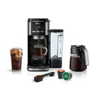 Ninja DualBrew Hot & Iced 12-Cup Coffee Maker-Dual coffee maker: grounds and pods coffee system with 9 grounds brew sizes (small cup, cup, xl cup, travel mug, xl travel mug, ¼ carafe, ½ carafe, ¾ carafe, or full carafe) in addition to 4 traditional pod brew sizes (6, 8, 10, or 12 oz.).