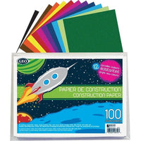 GEO Construction Paper Envelope - 12" L x 9" W - Assorted Colours - 100 Sheets-100 / Pack