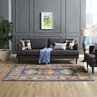 Modway Atzi Distressed Southwestern Diamond Floral Area Rug - 5 ft W x 8 ft L - Multicolored-Protect Floors From Traffic/Furniture
