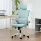 Vinsetto High Back Office Chair with Rotatable Headrest, Lumbar Back Support - Light Blue-The mesh fabric is breathable and soft