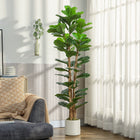 HOMCOM 6' Faux Fiddle Leaf Fig Tree - Green-Adjustable branches with leaves let you easily customise the tree's shape 