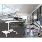 Mount-It! Mobile Sit-Stand Computer Workstation - White-Spacious 28" wide desktop with device slot and separate keyboard tray provides ample space for your laptop or monitor and keyboard/mouse