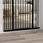 PawHut 29"-39" Pet Gate with Door Pressure Fit Dog Gate - Black-Door can be set to open both directions or locked to a side