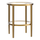 Hudson&Canal Hera 20"W Round Side Table with Glass Shelf - Antique Brass-A modern contemporary design for your living room, bedroom, and more