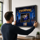 Frameworth New York Knicks 2026 Champions: OG Anunoby Game 4 Tip-In PhotoGlass Framed Photo - 22" W x 18" H - Gold-Finished size 22x18 inches: Horizontal framed display sized for living rooms, offices, fan caves, and sports rooms