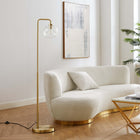 Modway Silo Glass Globe Glass and Metal Floor Lamp - Satin Brass-Transparent Shade