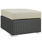 Modway Sojourn Outdoor Patio Sunbrella Ottoman - Canvas/Antique Beige-Long Lasting Sunbrella Fabric 