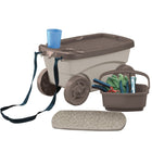 Suncast Garden Scooter - Taupe with Mocha Lid-Removable accessories basket included