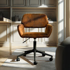Homy Casa Industrial Adjustable Office Chair Suede Brown with Black Base-Sturdy Black Base: The durable black base provides stability and can withstand daily use, ensuring long-lasting performance