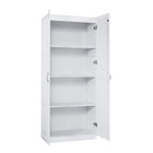 Manhattan Comfort Cornelia 59.22" 2-Piece Modern 8-Shelf Storage Closet - White-Mop Base with Non-marking Felt Foot Pads