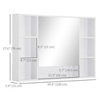 Kleankin Wall Mount Bathroom Storage Organizer with Mirror and Shelves - White-Features cushioned hinges make the door open and close slowly and smoothly