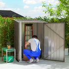 Outsunny Lean-to Garden Storage Shed with Lockable Door - 3.3' x 3.4' - Brown-Steel structure, resistant to rust 