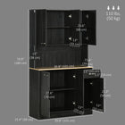 HOMCOM 71" H Modern Buffet Cabinet with Hutch, Storage, Drawer and Microwave Stand - Black-Adjustable hinges to make two doors align each other 