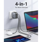 UGREEN 100W GaN Fast Charger - 3x USB-C/1x USB-A-4 Port USB Charging Station: Comes with 3 USB-C ports and a standard USB-A port. When you connect 4 devices, power will be distributed efficiently between both port types to ensure you get the best charge.