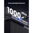 UGREEN Revodok 10-in-1 Dual Monitor USB-C Hub-Power Delivery Support: The dock features a PD power supply port that supports up to 100W, ensuring that your device remains charged while in use.