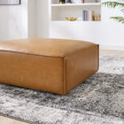 Modway Restore Vegan Leather Ottoman - Tan-French Piping Details