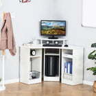 HOMCOM 35.5" L-Shaped Computer Desk with Monitor Stand and Open Shelves - White-Elevated monitor stand allows you to sit up straight and hold eyes and head up