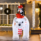HOMCOM 7' Inflatable Polar Bear with Two Penguins Christmas Decorations-6 ground stakes, 4 drawstrings, 1 internal fan and 4 sandbags ensure stability 