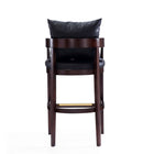 Manhattan Comfort Ritz 22" Mid-Century Modern Faux Leather Upholstered Bar Stool - Black and Dark Walnut - 3 Pack-Delivered to you Fully Assembled! No Assembly Required