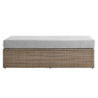 Modway Convene Outdoor Patio Rectangle Ottoman - Cappuccino/Grey-All-Weather Cushions