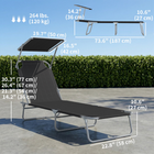 Outsunny Outdoor Lounge Chair - Adjustable Folding Chaise Lounge - Black-Detachable and adjustable awning for appropriate sun shade