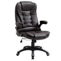 Vinsetto Height Adjustable Executive Office Chair with Swivel Wheels and Arms - Brown-High-back line design with thick padding provides extra comfort