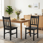 HOMCOM Kitchen Chairs with Pine Slat Back Wood Frame - Black - 2 Pack-Tall, supportive backs, with slats