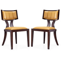 Manhattan Comfort Pulitzer 18.1" Traditional Faux Leather Upholstered Dining Chairs - Camel and Walnut - Set of 2-Traditional Dining Chair for Dining Room Use. Set of 2